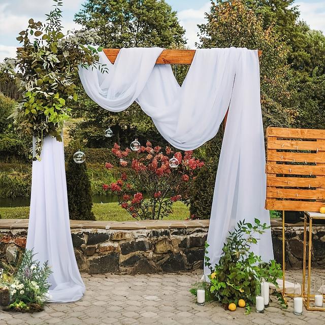TEMU Lot de 3 Rideaux en Tissu Multicolore de 315 Pouces pour Arcs de Mariage 2D Suspendus, Décoration de Fond Pures pour Arches en Bois, Décorations de Plafond pour Cérémonies et Fêtes Extérieures