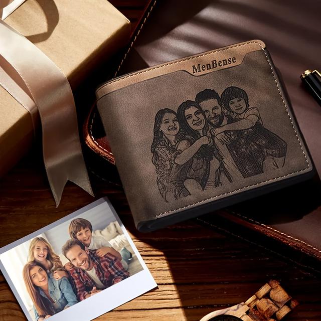 TEMU Personalized Pu Leather Wallet For Dad/husband – Custom Picture & Name Engraving, Perfect Christmas & Gift From Wife/