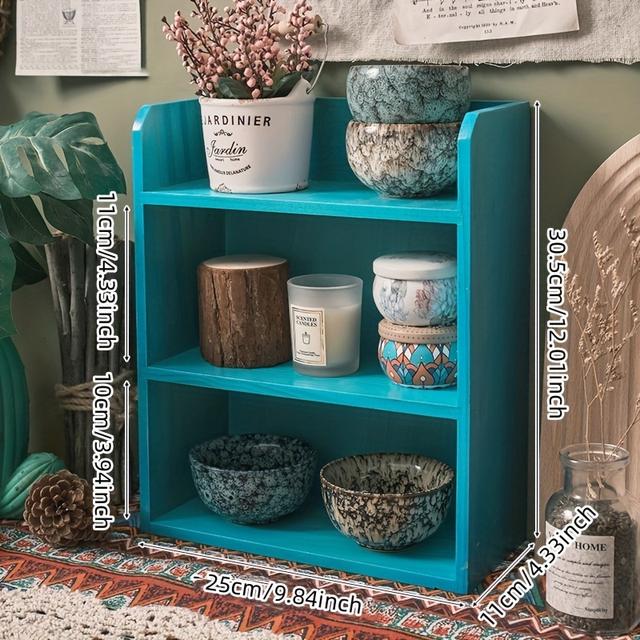 TEMU Vielseitiges Holzregal zur Aufbewahrung - Platzsparend, Hängbar und Verstellbar für Schreibtisch, Wand, Schlafzimmer, Wohnzimmerdekoration mit Einfacher Montage und Rustikalem Charme