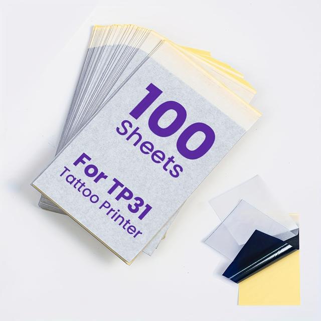 TEMU Phomemo Tp31 Tattoo Transfer Paper Tp31 Tp32 Mini Tattoo Printer, 3.15" X 5.24" Transfer Paper, 100 Sheets