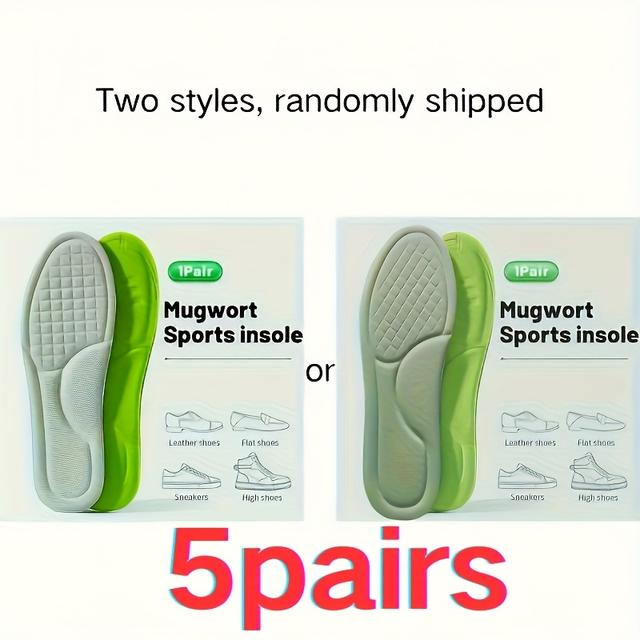 TEMU 5 Pairs Of Memory Foam Insoles, Suitable For Flat And High Heels, Running Shoes, High Elasticity Shock-absorbing Pads, To