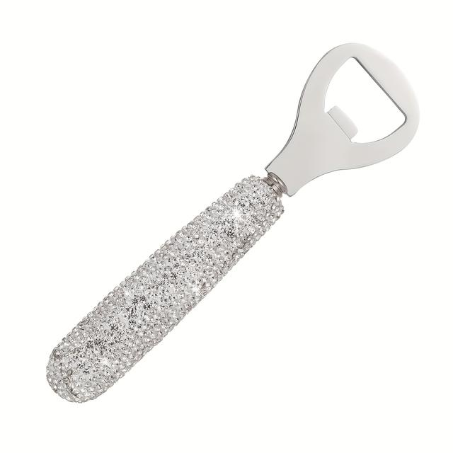 TEMU Elegant Rhinestone-encrusted Metal Bottle Opener With – For Parties, Weddings, And Everyday Use