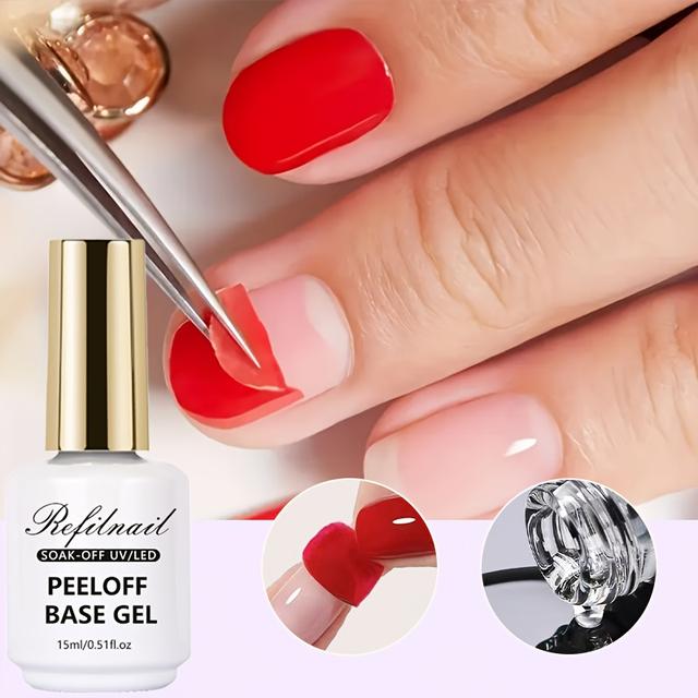 TEMU Peelable Base Coat, Peelable Gel Base Coat For Gel Nail Polish, Need Led Light, Can Nail Polish Without Soaking, Suitable For Beginners - Refinail