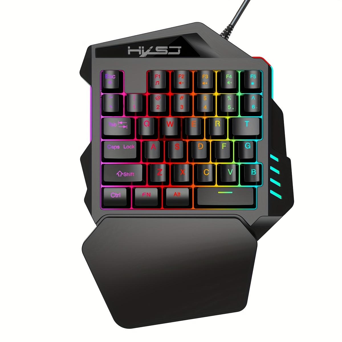 TEMU Hxsj, A Wired Usb Gaming Keyboard With 35 Keys, Dual- Molded Keycaps, Film, One-handed Keyboard, Color Backlight, Left-handed Keyboard Suitable For Gaming And Esports Peripherals