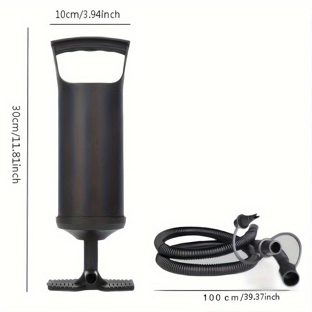 TEMU 1pc Portable Hand Air Pump, With 3 Sizes Of Valve Connector, For Air Beds, Swim Rings, Swimming Pools, Balloons And Boats