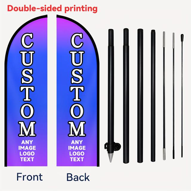 TEMU 【屋外広告用】カスタムフラッグ（ポール付き）。店舗プロモーション向けのカスタム垂直サインフラッグ、ショップ・レ・カフェ向けのフラッグ。