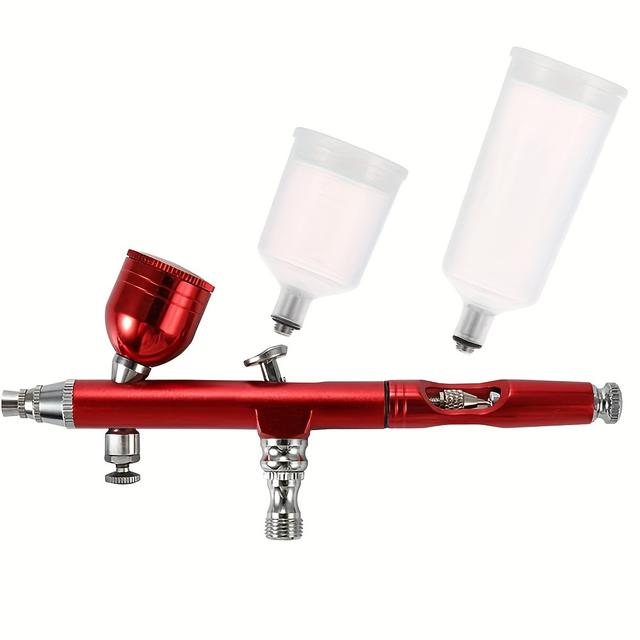 TEMU Versatile Airbrush Kit With 0.3mm Nozzle - Gravity Feed, Adjustable Pressure For Makeup, Nail Art, Tattoos & Crafts