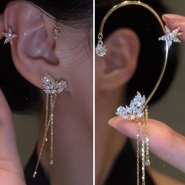 TEMU 2pcs Ear Fashion Golden Clip Earrings For Women Valentine's Day/wedding Holiday Decorations