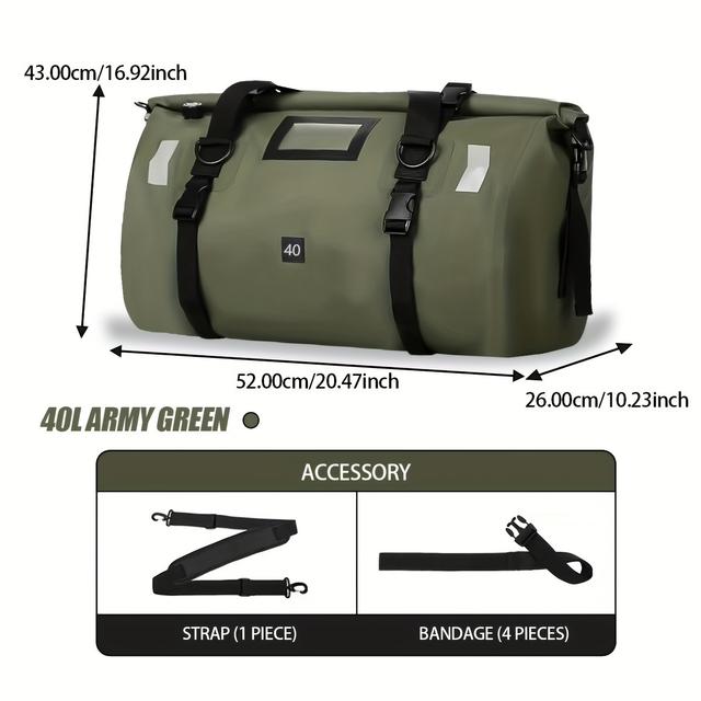 TEMU Universal Motorcycle Rear Seat Bag 40l Motorbike Dry Duffel Bag For Travel, Motorcycling, Cycling, Hiking, Camping