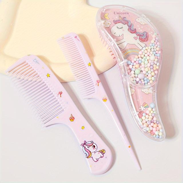 TEMU Juego de 3 Peines de Dibujos Animados - Uso y Húmedo, Cepillos Desenredantes y de Estilismo para Todo Tipo de Cabello, Mango de Plástico ABS Duradero, Idea de Regalo Perfecta