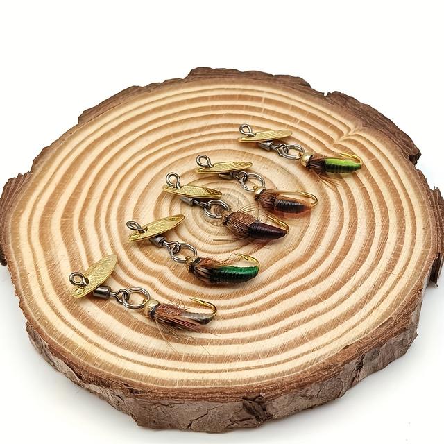 TEMU 5pcs Set Of 5-color Bionic Fly Fishing Lures With Rotating Sequins, Ice Silky Fiber Fabric, Copperhead Nymph, Lure Fly Fishing Hair Hook Artificial Bait Suitable For And Trout