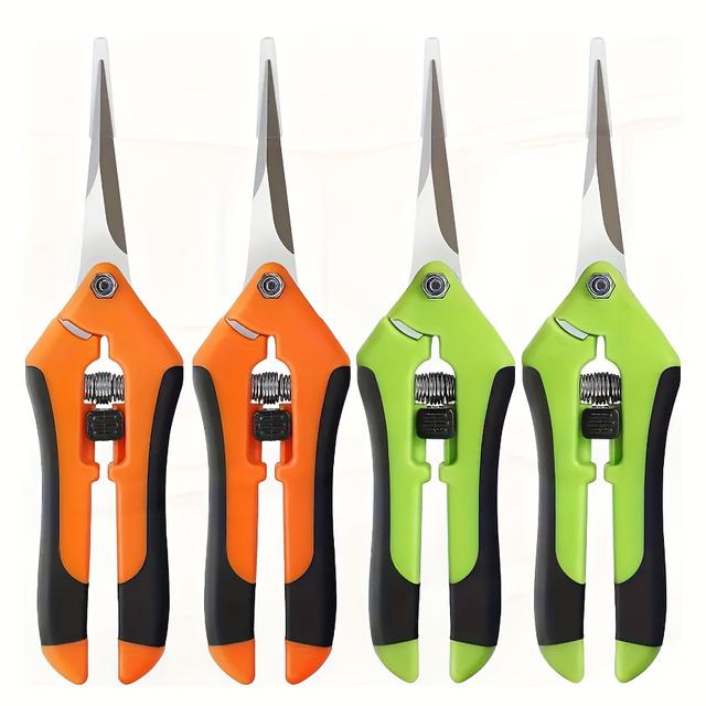 TEMU 4 darabos, sokoldalú egyenes pengés kerti olló készlet, metszőolló a kertbe, csúszásmentes fogantyúval, és olyan kialakítással, megkönnyíti a virágágak vágását.