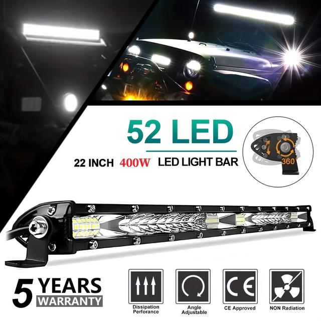 TEMU 22-inch Led Light Bar With Flood And Combo Lamp For Off-road Use, Suitable For , Campers, Wagons, Cars, Pickups, Golf Carts, , Utvs, Suvs, Trucks, Boats, And 4x4s, Without Battery