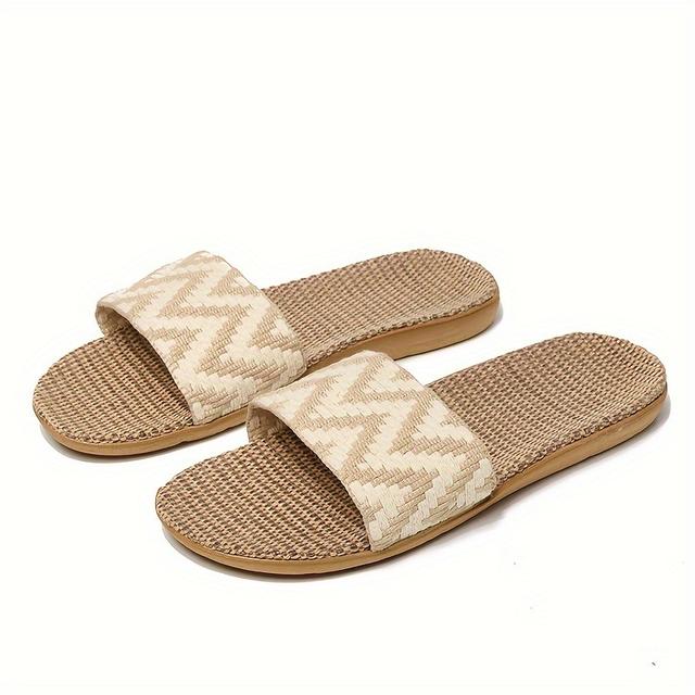 TEMU Summer Slippers Made Of Linen, Lightweight Indoor Shoes Ym125, Women Shoes