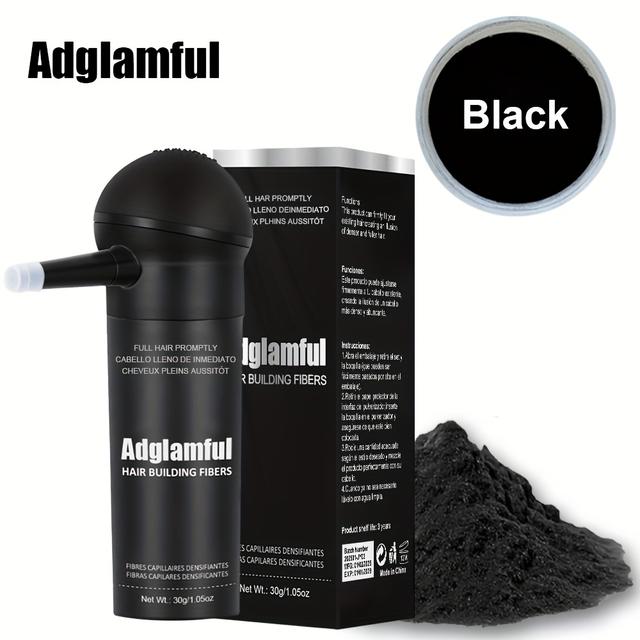 TEMU 30g Adglamful Hair Building Fibers, -adult, Natural Look, -free, Oil Control, Volumizing, With Spray Applicator For Normal Hair Types