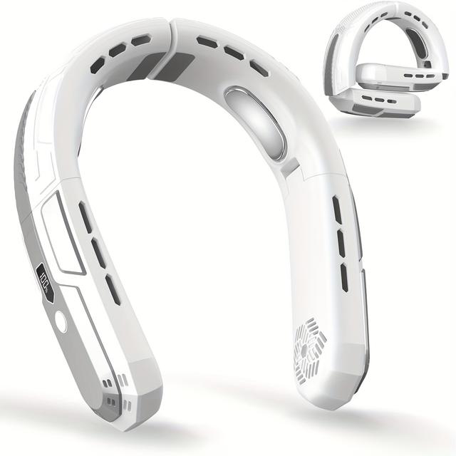 TEMU Portable Bladeless Hanging Neck Fans With 6000mah Battery And 4 Levels, Usb Rechargeable, Personal Fan, 360° Cooling Wearable Personal Fan For Work Travel Sport Outdoor