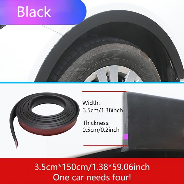 TEMU 4pcs Matte Pvc Wheel - Anti-scratch And Collision Protection Strip For Front Fender
