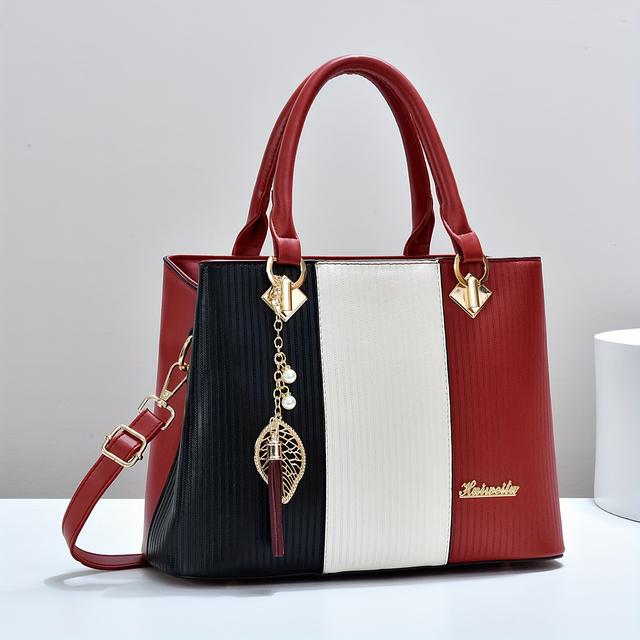 TEMU Vintage Große Kapazität Tote Bag für Frauen - Schicke Retro Schulter- & Handtasche mit Abnehmbarem Riemen, Reißverschluss - Verfügbar in Khaki, Tan, Grau, Rot, Blau, Schwarz