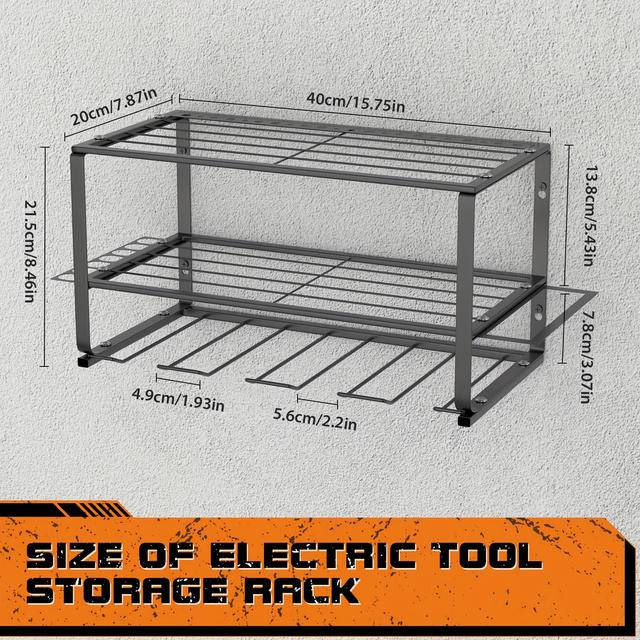 TEMU Power Tool Storage, Wall-mounted Impact Drill Drive Tool Holder For Tools, 3-tier Tool Holder With Screwdriver Holder On The Side, Suitable For Garages And