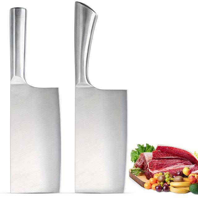 TEMU 2-delige Koolstof RVS Vleesmes Set, Ergonomische Handgreep, Ultra Slagersmes voor Thuis- en Restaurantgebruik, Chinese Keuken Handgereedschap