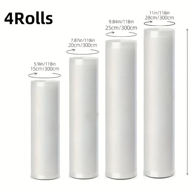 TEMU 4 rouleaux de sous vide - BPA, durables, longueur - pour la cuisson sous vide, le congélation et la conservation des aliments , sac de sous vide