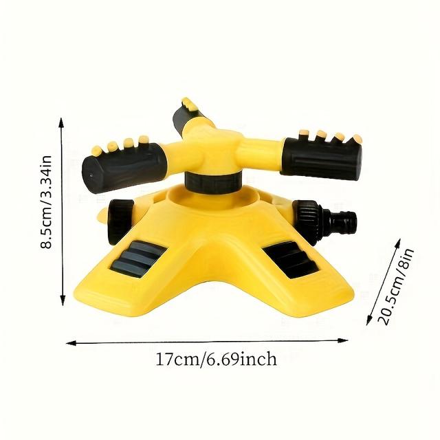 TEMU 1pc Lawn 360° Rotating 3 Adjustable Rotating Arms Combinable Multi-angle Large Area Coverage For Garden Lawn Automatic Irrigation Roof Cooling, Yellow