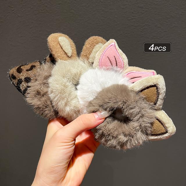 TEMU 4pcs Women's Cute Cat Ear Plush Headband, Autumn And Winter Hair Accessories