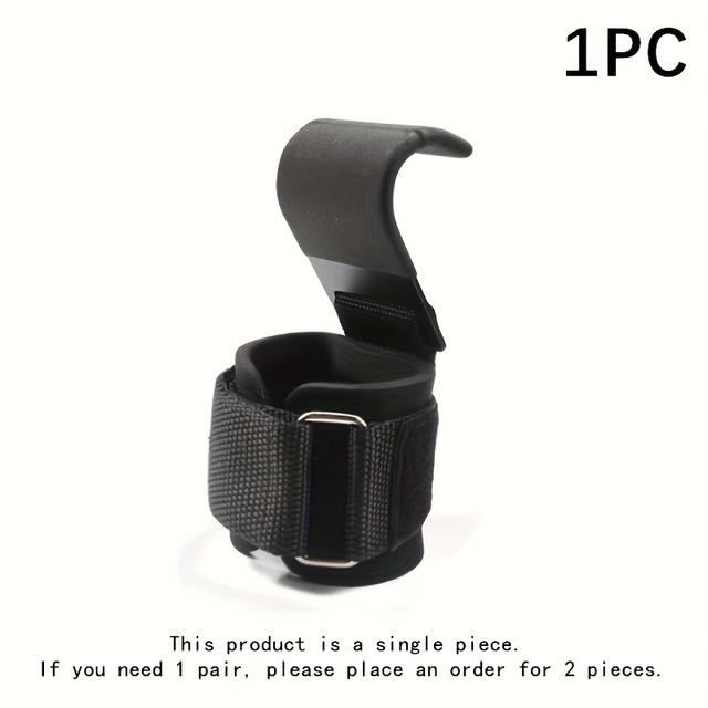 TEMU 1 Pair Heavy Duty Adjustable Wrist Straps For Weightlifting & Deadlifts - Black Padded Grip Enhancers With Metal Clasp For , Premium Workout Equipment For