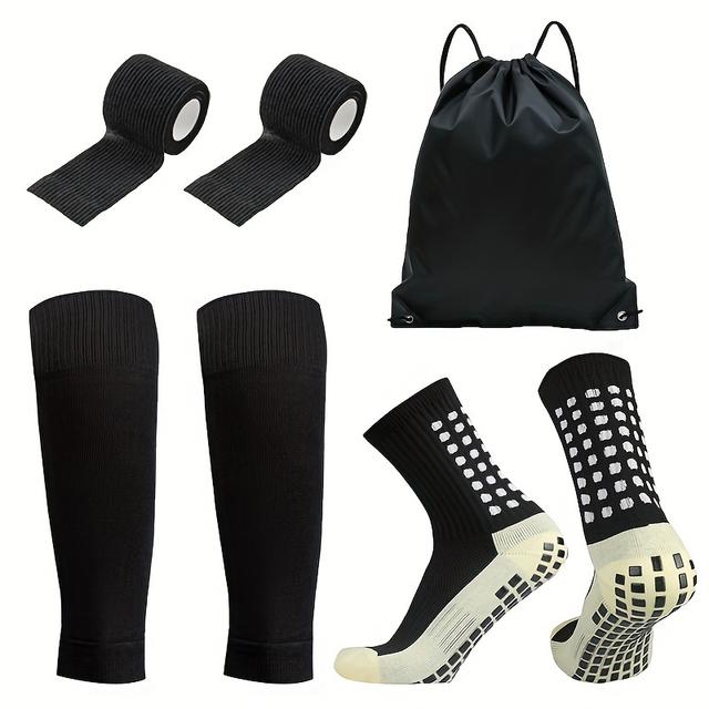 TEMU طقم جوارب كرة قدم مكون من 4 قطع مع أكمام للرجل، وأشرطة، وحقيبة