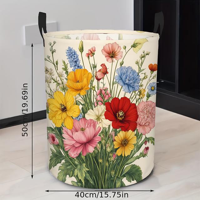 TEMU 1pc Collapsible Laundry Basket, Round Container For Clothes And Miscellaneous Items, Space-efficient Bin For Bathroom And Bedroom, Perfect For Closet Organization And Daily , Laundry Baskets