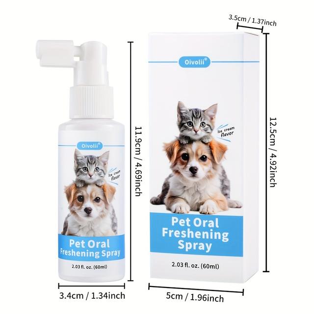 TEMU Pet 2-in-1 Oral Spray, Cleans Teeth And Breath For Pets, Removes Bad Breath And Tartar Control, Gentle For Cats And Dogs