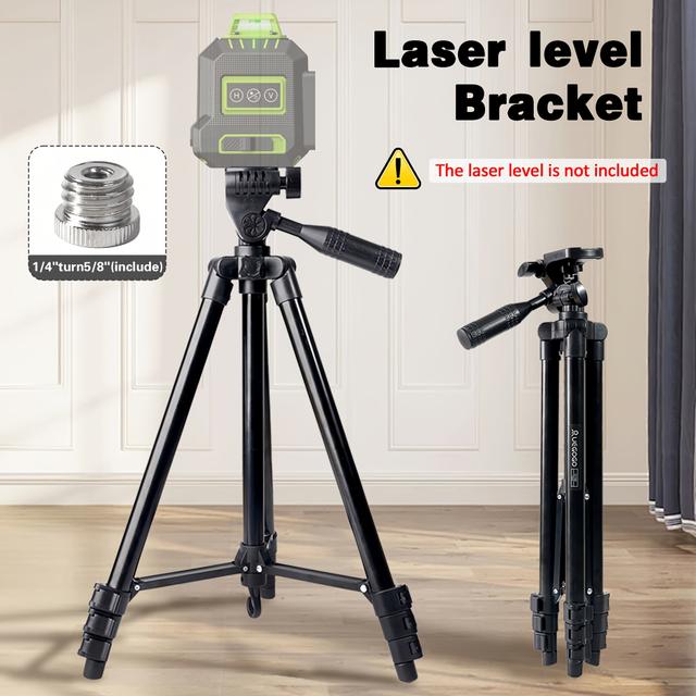 TEMU ZOMEI Trípode Ajustable de 51 Pulgadas, Adecuado para Usar Como Soporte para un Nivel, con Tuercas de 5/8, en Negro (Nivel No Incluido en )