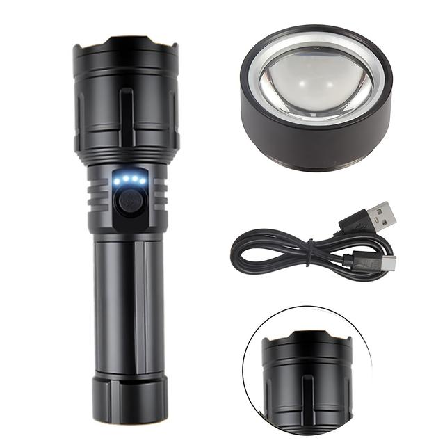 TEMU LED-Zündlampe mit Zündlinse & 5--Zoom-Taschenlampe - Ultrahelle , wiederaufladbar, USB-betrieben, 5--Zoom