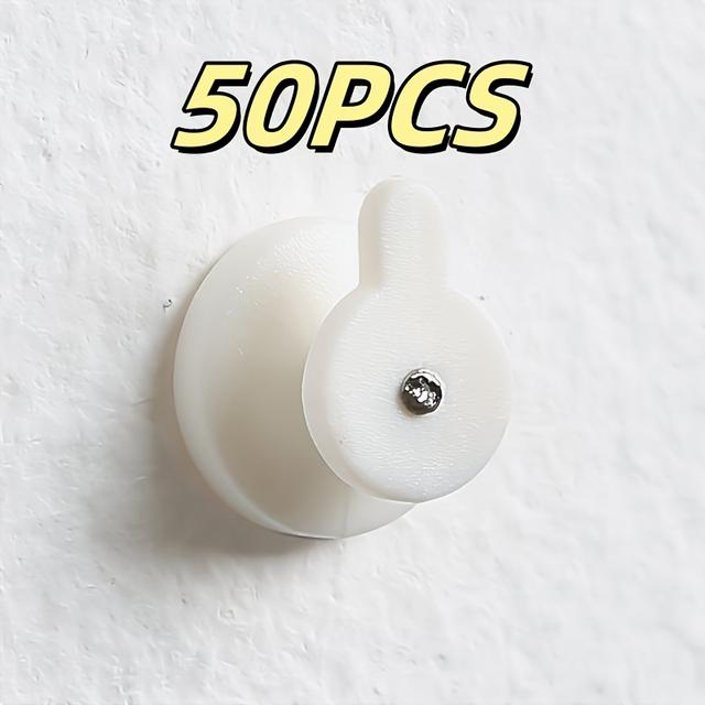 TEMU 50 Mini Damage-free Wall Nails, Smooth Metal And Plastic Picture Frame Hooks, Suitable For Photos And Decorations, Finishing Nails, Small Size, Utility Hooks