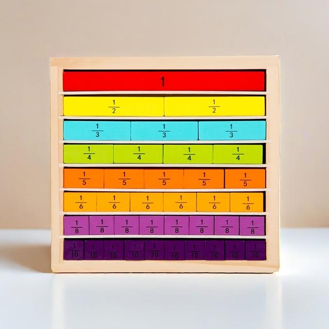 TEMU Wooden Fractions Toy, Number Puzzle Board, Fraction Learning Aids For