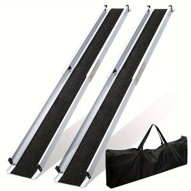 TEMU Aluminium Loading Ramp, Wheelchair Ramp, 2x 121-213cm Up To 300kg, Ramp Wheelchair, Telescopic Ramp With Textile Bag, Wheelchair Ramp Foldable, Wheelchair Ramps, Stair Ramp For Wheelchair