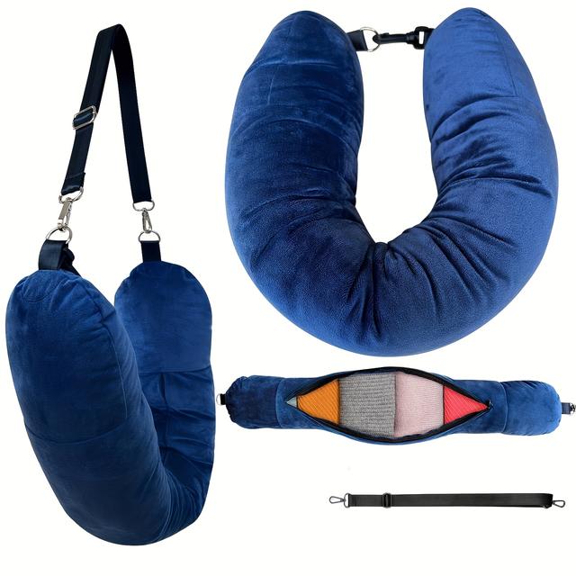 TEMU In 3 Colors, The U-shaped Pillow Filled With Clothes And Daily Essentials, Making It Portable And Quick To Use, A Must-have For Flights