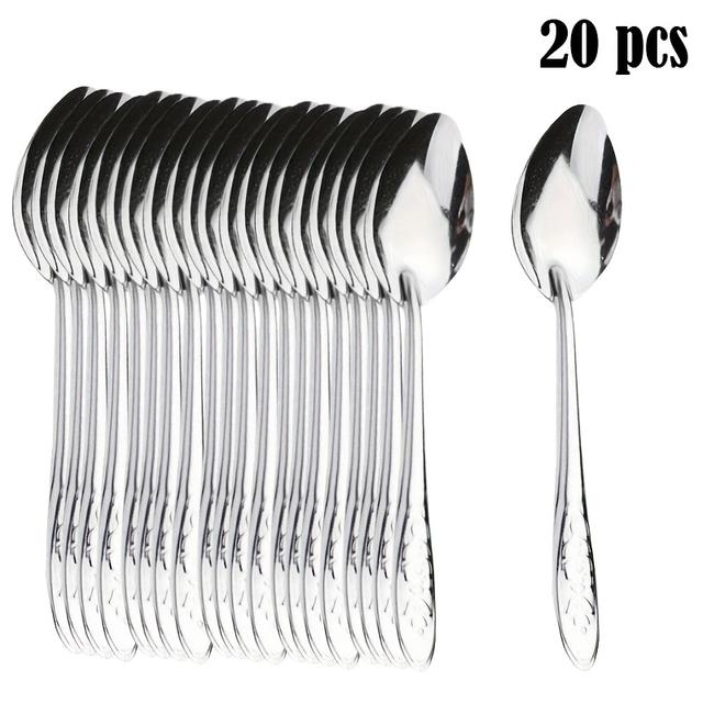 TEMU 10/20pcs Stainless Spoon Tableware Set Wholesale Dig Watermelon And Fruit, Iron Spoon To Take For Gifts, Home Store Spoon, Suitable For Gifts, Home And Business Use, High-end Restaurants
