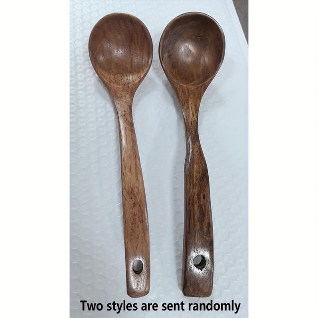 TEMU Long Handled Natural Wooden Spoon, Straight Handled Oil Spoon, Straight Handled Spoon, Nonstick Soup Spoon, Spoon, Household Soup Restaurant Tableware, Kitchen Tools, Kitchen Accessories