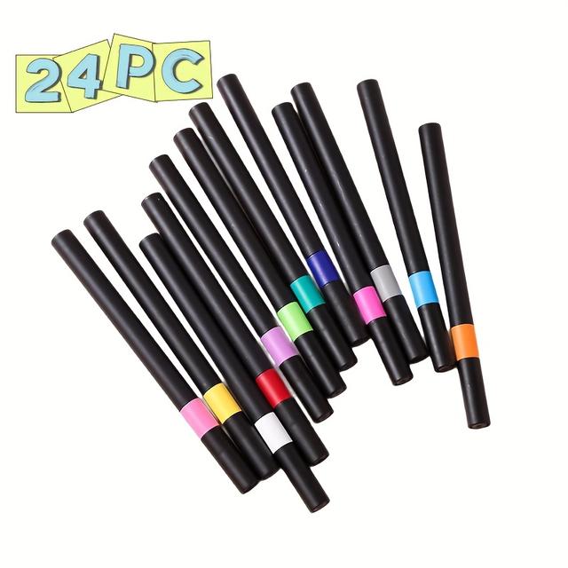 TEMU 24-color High-quality Markers, Fine Tip And Brush Pen Dual Tips, Suitable For Stone, Wood, Calligraphy, Canvas, Ceramics, Metal, Glass, Rock Painting, And Diy Crafts, Professional Art Use