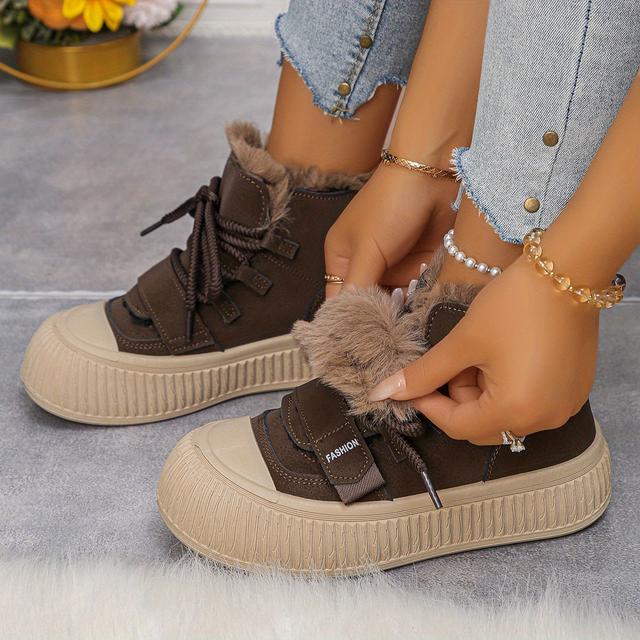 TEMU Women's -lined Thick-soled Snow Boots, 2025 New Autumn/winter Winter Shoes, Thick-soled Shoes, Women Shoes, Sneakers