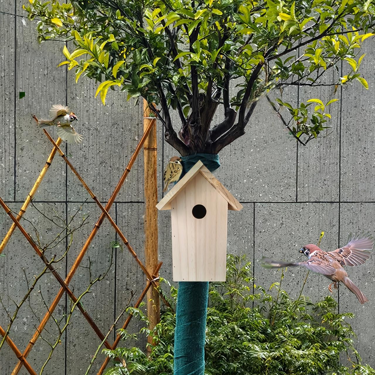 TEMU 1pc Outdoor Birdhouse, Predator Guard, Suitable For , , And Titmice, Carbonized Wood Nesting Box, Suitable For Outdoor Use, Sturdy Birdhouse, Easy To Clean, Easy To Assemble