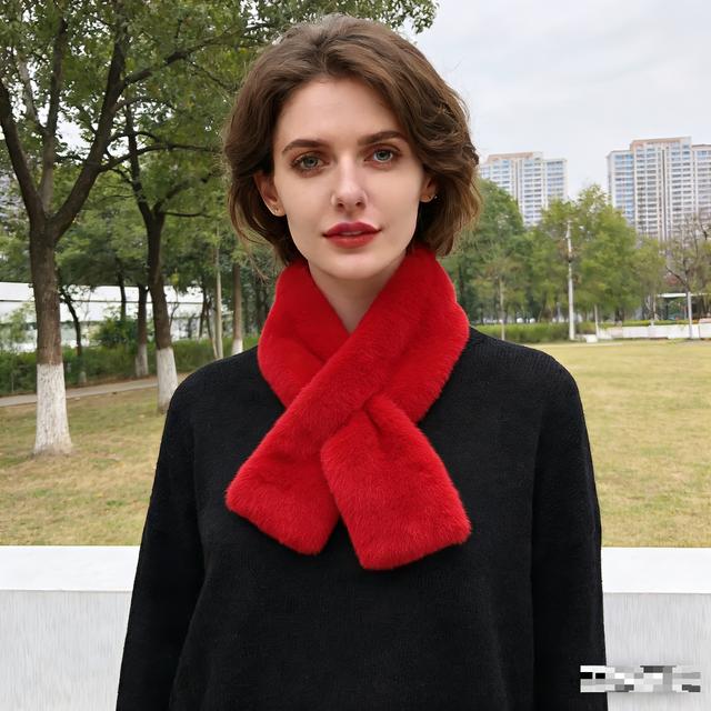 TEMU New Winter Women's Plush Scarf | Acrylic, Double-sided Fluffiness, Cold Protection, Fabric, Solid Color, Hand Wash Or Professional