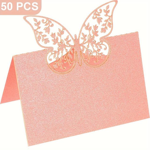TEMU 50 cartes de table personnalisées, décorations d'invités, papillons creux, design découpé, cartes vierges pour mariage, fête, cartes de place