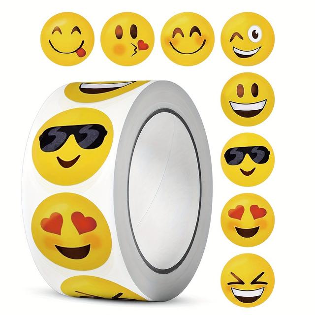 TEMU 500/Rollo Pegatinas de Alegres de 2.5 cm, Etiquetas Adhesivas para Recompensas y