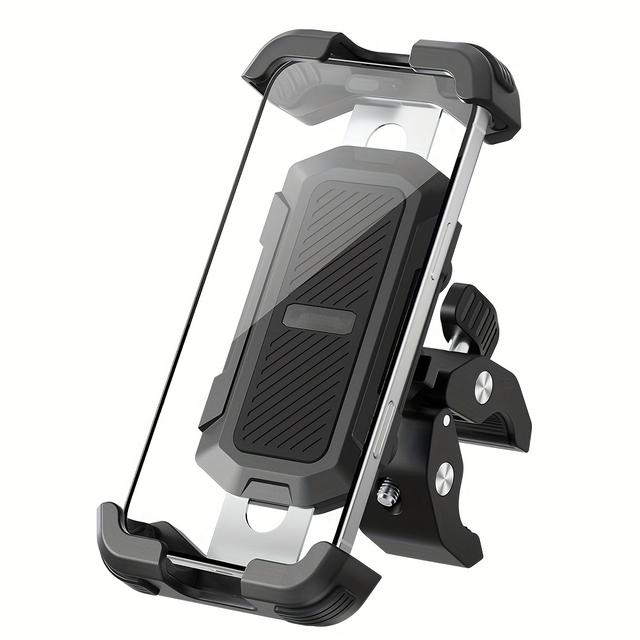 TEMU Ütésálló motorkerékpár kormányrögzítő - Tartós ABS anyag, állítható szorító biztonságos illeszkedésért, átlátszó design texturált markolattal okostelefonokhoz