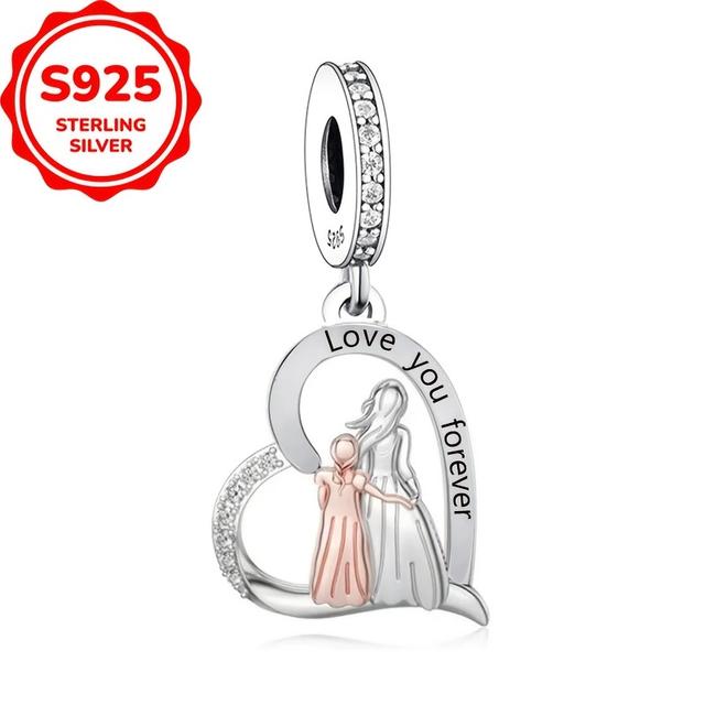 TEMU 1pc Colgante de ' para ' en Plata 925, Cuentas para Pulsera Original DIY