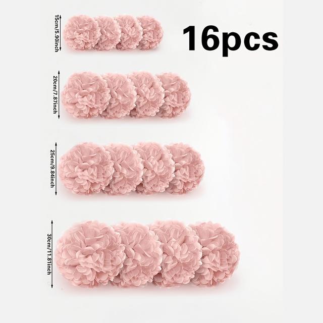 TEMU 16 st Roséguld Tissue Pom Pom Festdekorationer