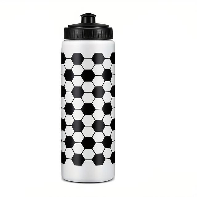 TEMU 1pc Lightweight Hexagonal Pattern Sports Water Bottle - Durable Plastic With Easy-pull Lid, Ideal For Students, Perfect For School Sports & Outdoor Activities