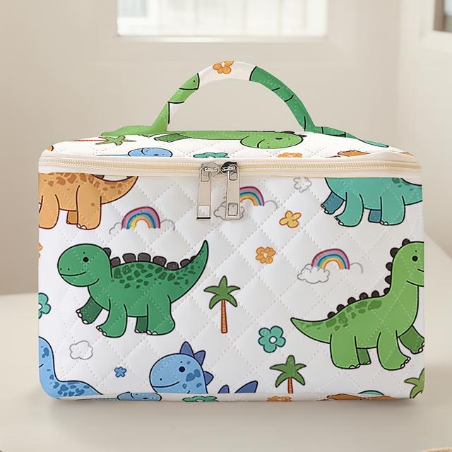 TEMU A Makeup Bag Featuring Dinosaur Pattern, A Toolbox For Storing Brushes And Additions, A Spacious Travel Toiletry Organizer, A Cute And Stylish Pouch Suitable For Men And Women